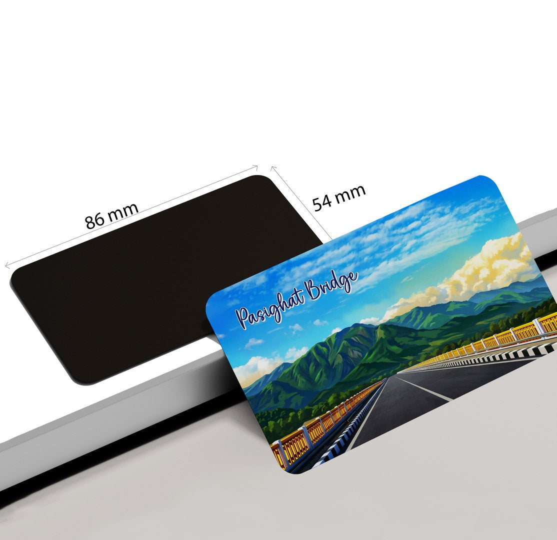 dhcrafts Rectangular Fridge Magnet Multicolor Arunachal Pradesh Pasighat Bridge Design Pack of 1 (8.6cm x 5.4cm)